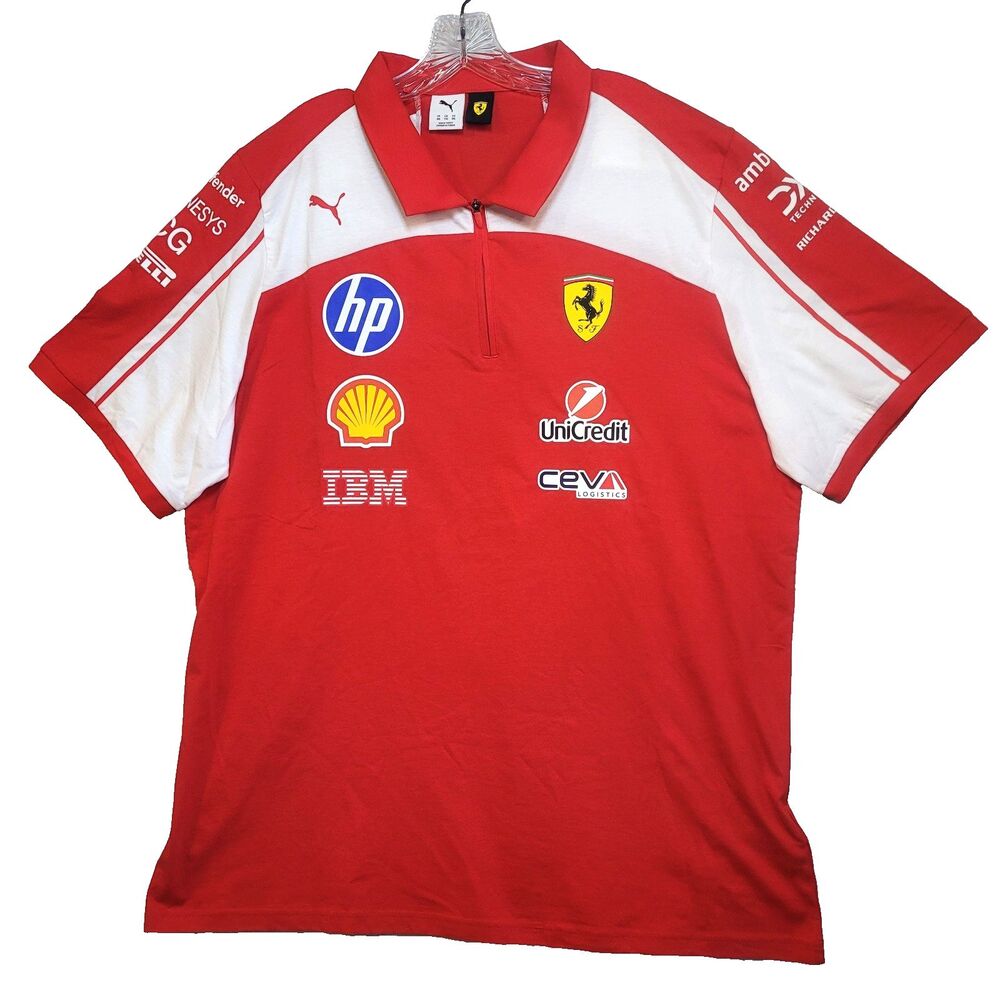 Men's Puma Red Scuderia Ferrari F1 SF TEAM Polo Shirt XXL Retail $100 NWOT